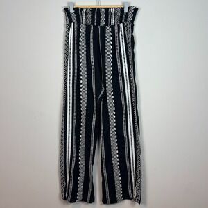Elan Womens Black White Boho Peasant Hippie 100%‎ Cotton Pull on Pants Size MED